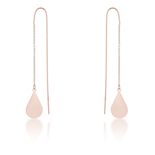 Chloe Rose Gold Stainless Steel Teardrop Threaded Drop Earrings