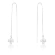 Patricia Rhodium Stainless Steel Clover Threaded Drop Earrings