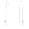 Patricia Rhodium Stainless Steel Clover Threaded Drop Earrings