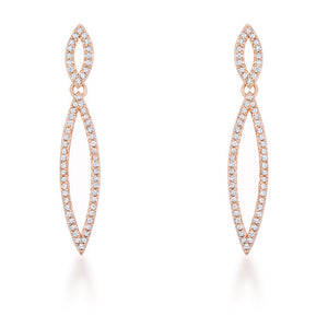 Sara 1.2ct CZ Rose Gold Delicate Double Teardrop Drop Earrings