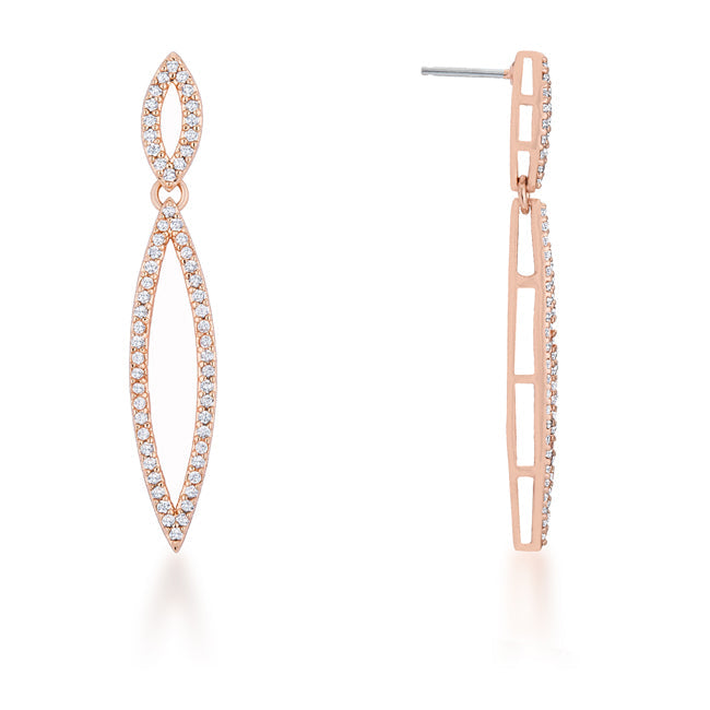 Sara 1.2ct CZ Rose Gold Delicate Double Teardrop Drop Earrings