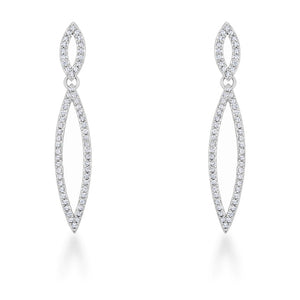 Sara 1.2ct CZ Rhodium Delicate Double Teardrop Drop Earrings