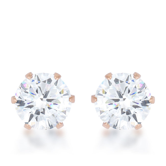 Reign 3.4ct CZ Rose Gold Stainless Steel Stud Earrings