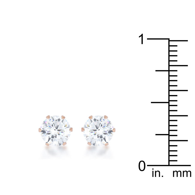 Reign 3.4ct CZ Rose Gold Stainless Steel Stud Earrings