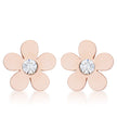 Daisy 0.3ct CZ Rose Gold Stainless Steel Flower Stud Earrings