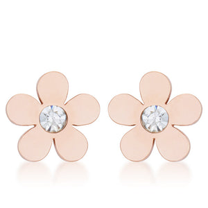 Daisy 0.3ct CZ Rose Gold Stainless Steel Flower Stud Earrings