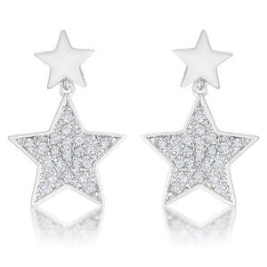 Bianca 0.5ct CZ Rhodium Star Drop Earrings