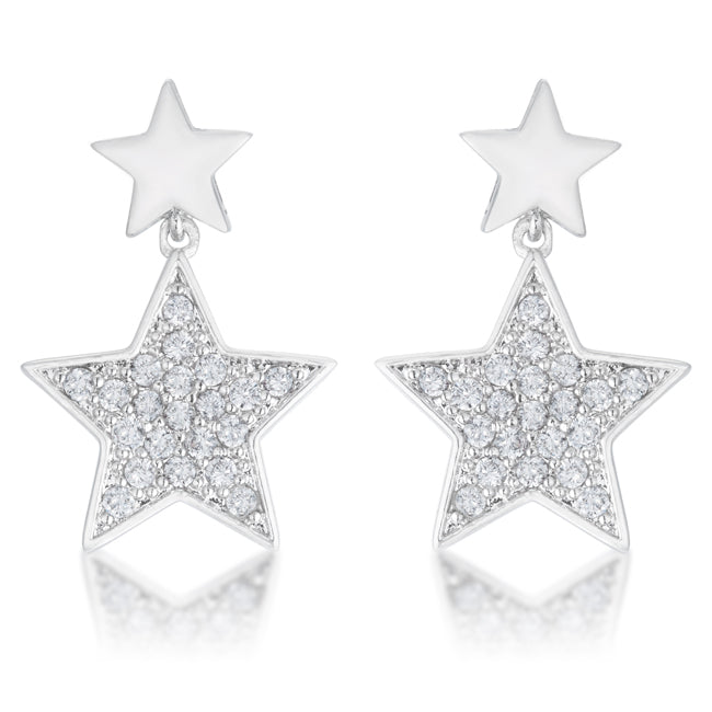 Bianca 0.5ct CZ Rhodium Star Drop Earrings