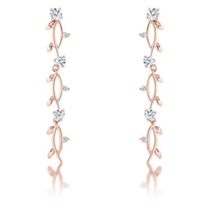 1.1Ct Vine Design Rose Gold Plated Earrings