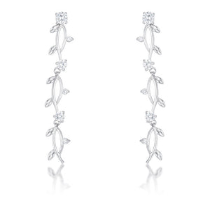 1.1Ct Vine Design Rhodium Earrings