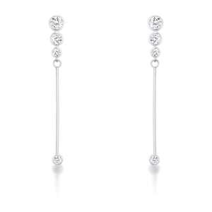 1.2Ct Graduated Rhodium Plated Drop Cubic Zirconia Earrings.