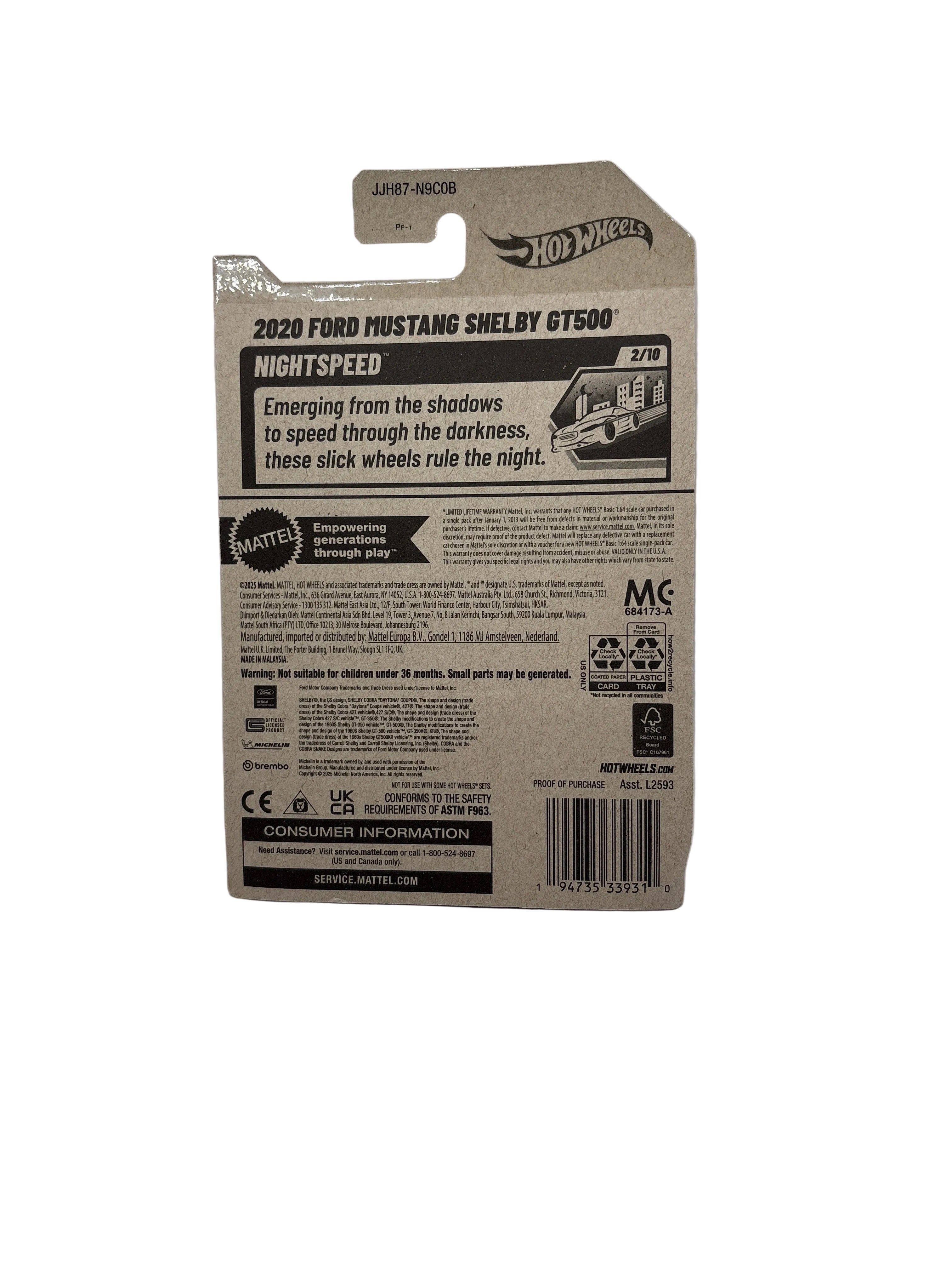 Hot Wheels 2020 Ford Mustang Shelby GT500 Diecast white