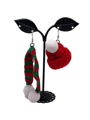 Scarf and hat earrings