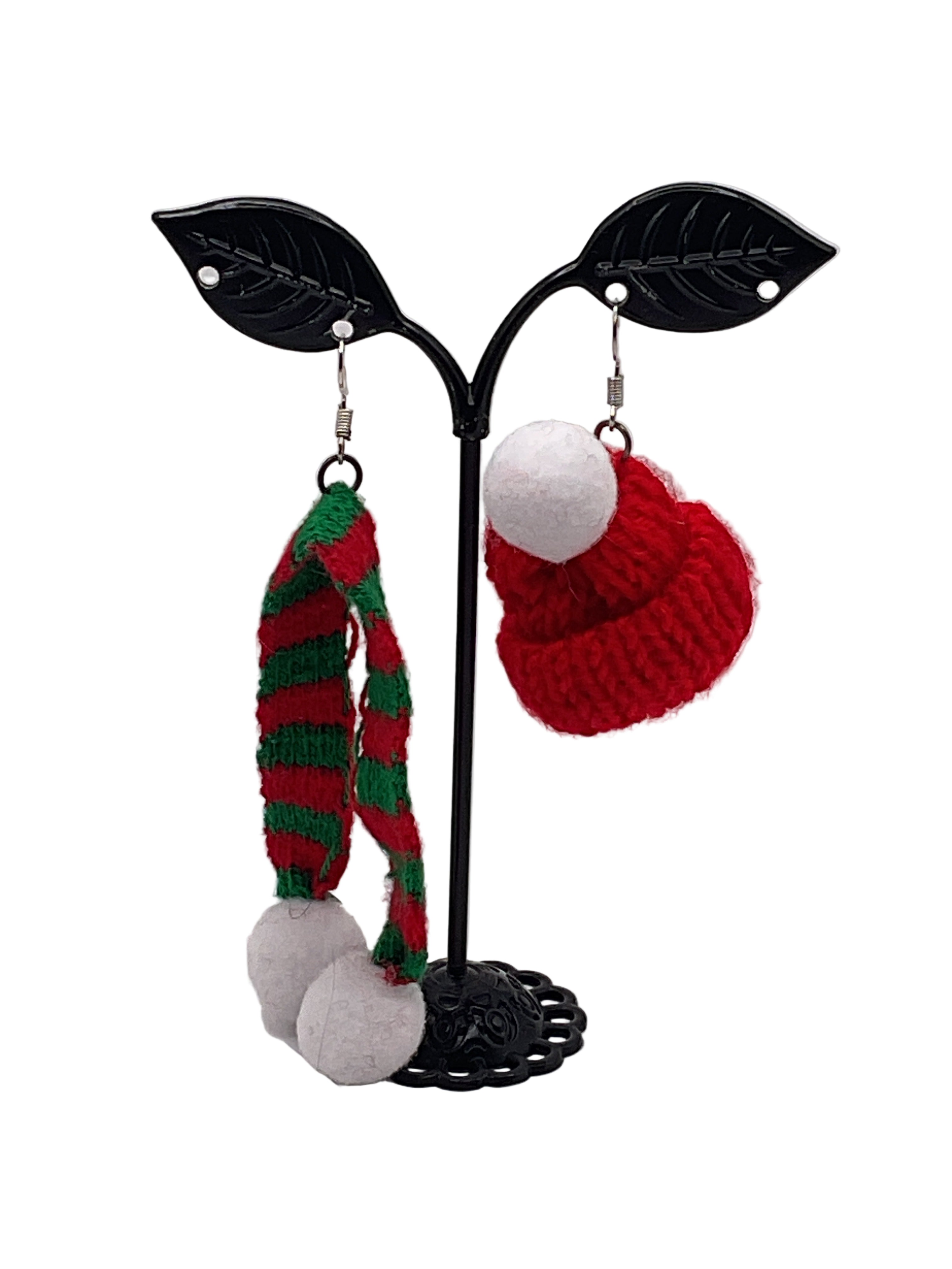 Scarf and hat earrings