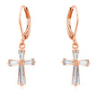 Rose Gold Plated CZ Cross Drop Earrings