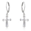 Cubic Zirconia Rhodium Plated Finish Cross Earrings