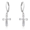 Cubic Zirconia Rhodium Plated Finish Cross Earrings