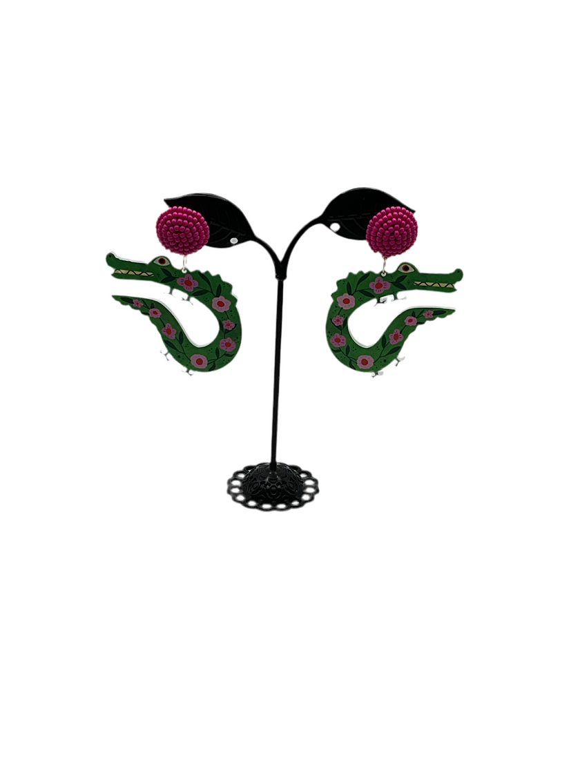 Floral Alligator Earrings