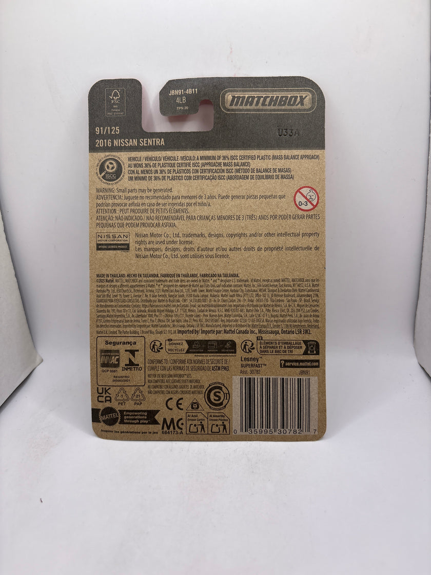 Matchbox 2016 Nissan Sentra Diecast