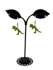 Green Dinosaur Skeleton Earrings