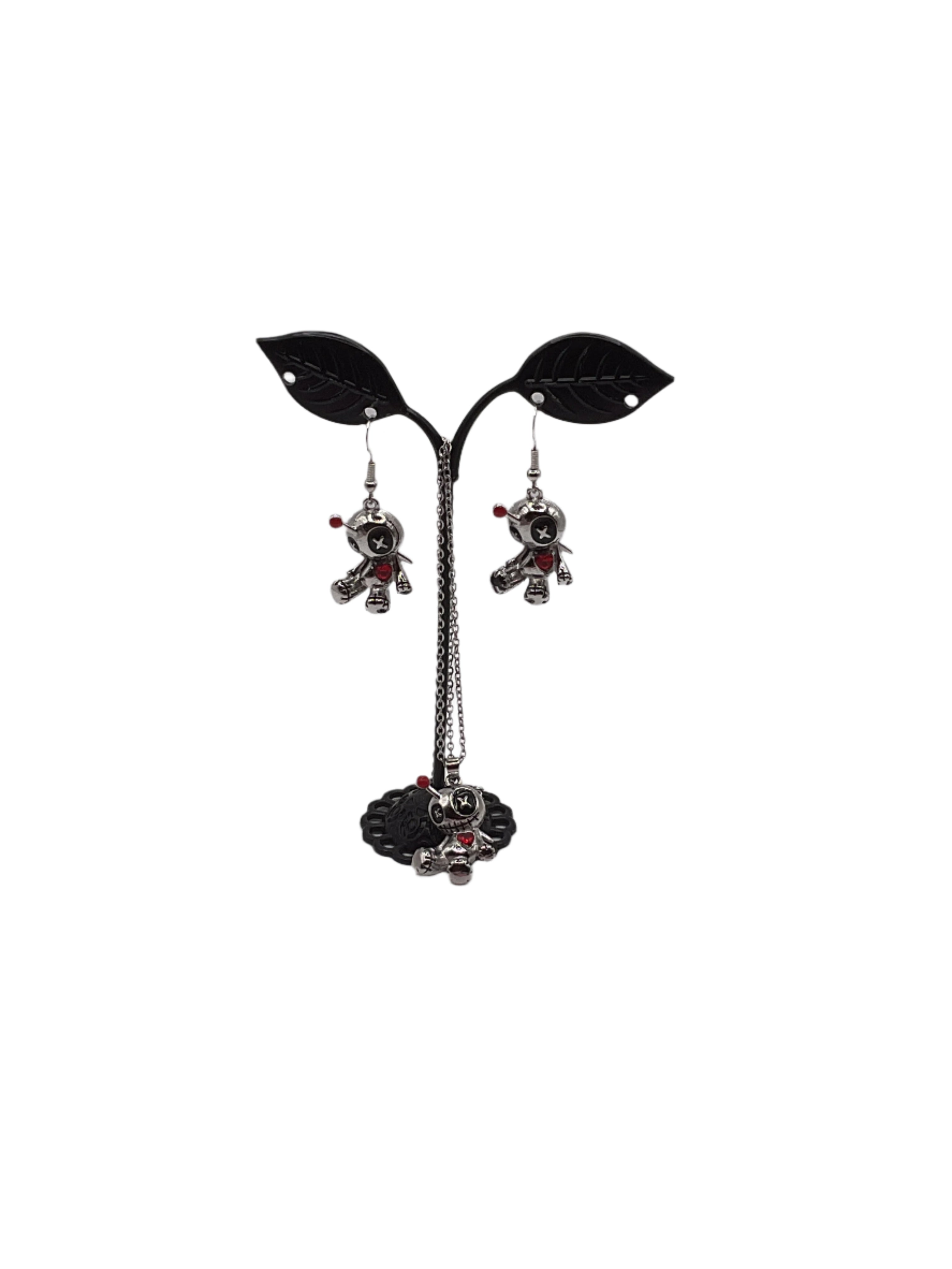 Voo Doo Doll Earrings and Necklace Set