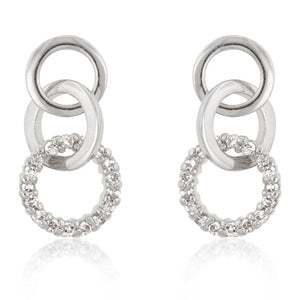 Rhodium Plated Finish Triplet Hooplet Earrings