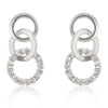 Rhodium Plated Finish Triplet Hooplet Earrings