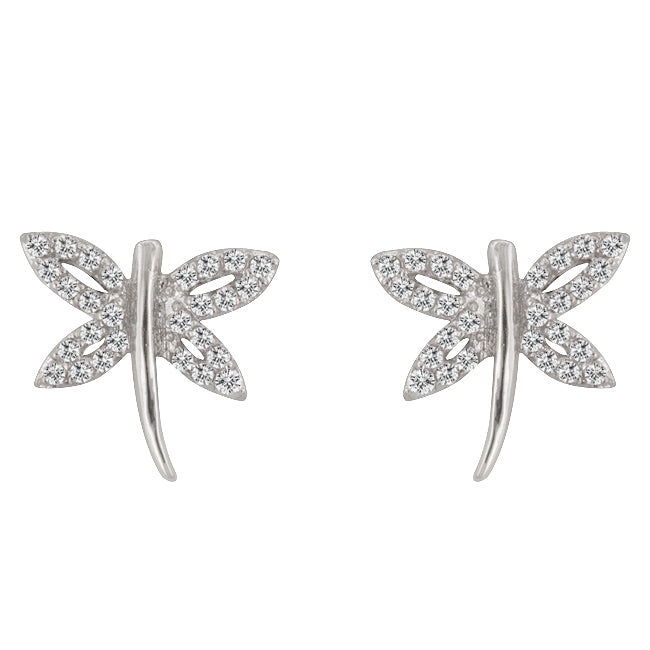 Cubic Zirconia Dragonfly Earrings