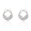 Holiday Wreath Clear Crystal Earrings