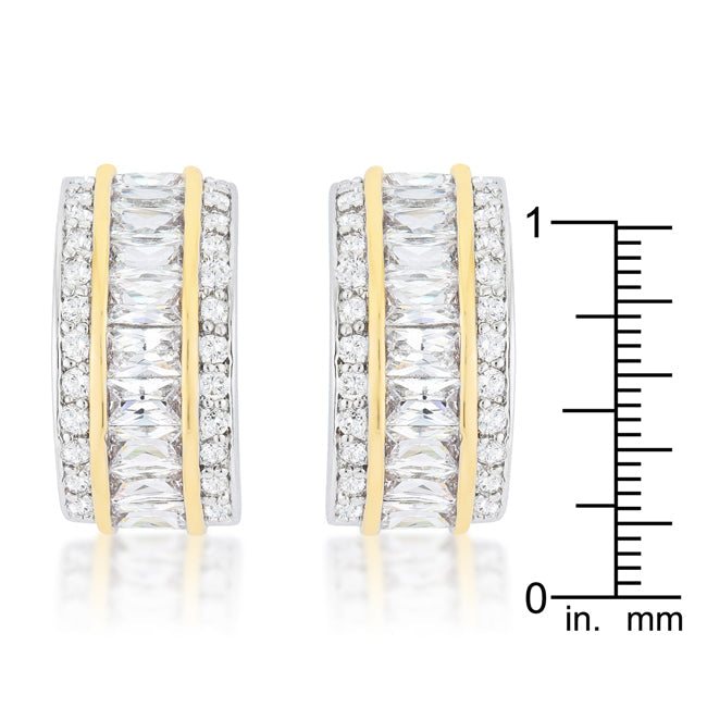 Two-Tone Three Row Earrings