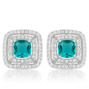 Aqua Halo Stud Earrings