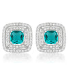 Aqua Halo Stud Earrings