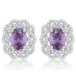 Amethyst Oval Stud Earrings