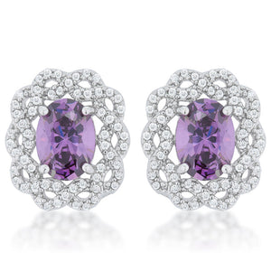 Amethyst Oval Stud Earrings