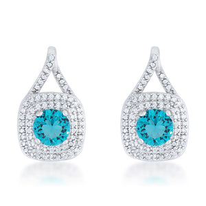 Christal 2.3ct Aqua CZ Rhodium Classic Drop Earrings