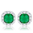 Liz 2ct Emerald CZ Rhodium Classic Cushion Stud Earrings