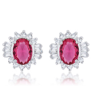 Chrisalee 3.3ct Ruby CZ Rhodium Classic Stud Earrings