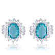 Chrisalee 3.3ct Aqua CZ Rhodium Classic Stud Earrings