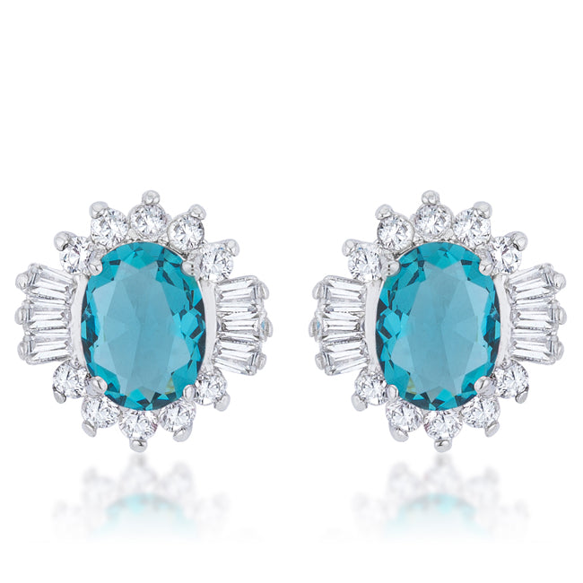 Chrisalee 3.3ct Aqua CZ Rhodium Classic Stud Earrings