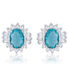 Chrisalee 3.3ct Aqua CZ Rhodium Classic Stud Earrings