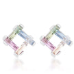 Myra 10ct Multicolor CZ Rhodium Stud Earrings