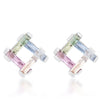 Myra 10ct Multicolor CZ Rhodium Stud Earrings