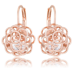 Maya 1.5ct CZ Rose Gold Rose Drop Earrings