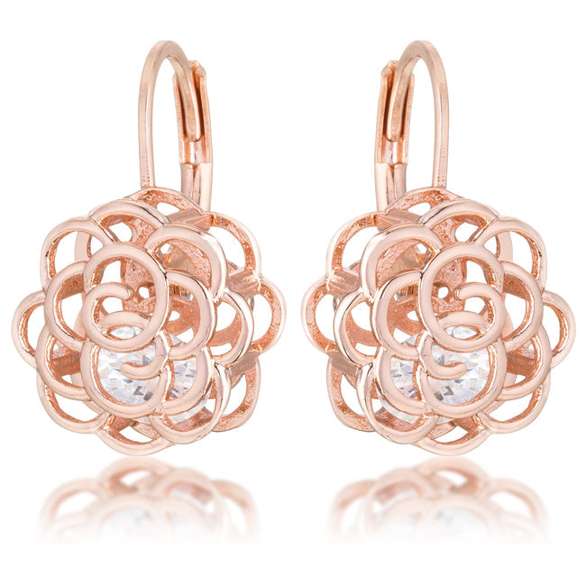 Maya 1.5ct CZ Rose Gold Rose Drop Earrings