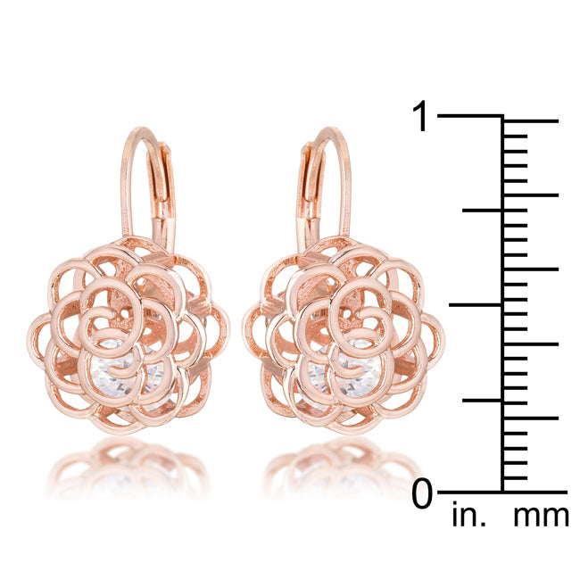 Maya 1.5ct CZ Rose Gold Rose Drop Earrings