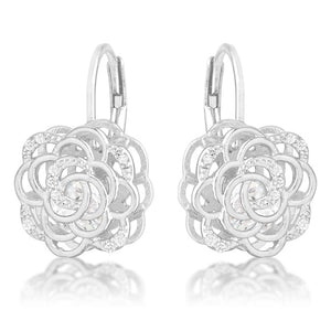 Maya 1.5ct CZ Rhodium Rose Drop Earrings