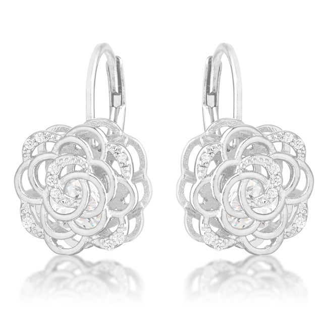 Maya 1.5ct CZ Rhodium Rose Drop Earrings