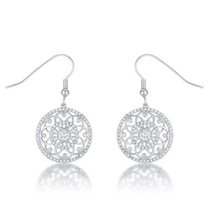 .95 Ct Interlocking Circle Rhodium and CZ Earrings