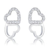 .17 Ct Melded Hearts Rhodium and CZ Stud Earrings