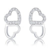 .17 Ct Melded Hearts Rhodium and CZ Stud Earrings